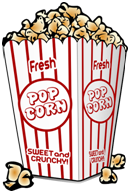 In de bioscoop eten we vaa Pop Corn.